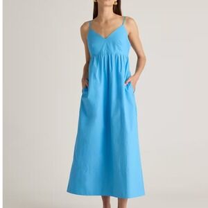 Quince 100% Organic Poplin Cotton Sleeveless Maxi‎ Dress Cornflower Blue XL